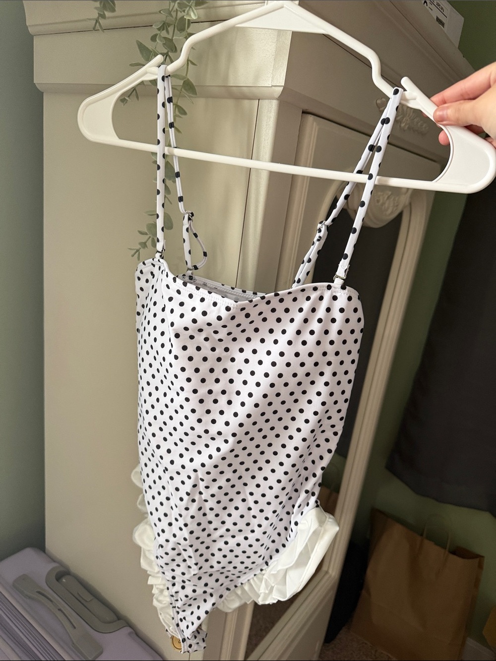 Polka Dot One-Piece Swimsuit - Black on White